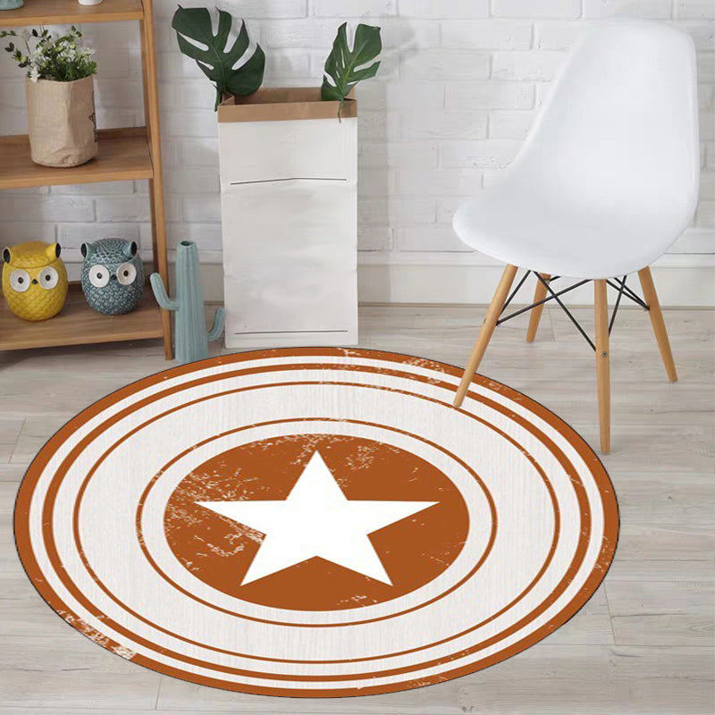 Brown and Green Bedroom Rug Modern Graphics Star Circle Pattern Area Rug Polyester Washable Carpet Brown Clearhalo 'Area Rug' 'Modern' 'Rugs' Rug' 1928321