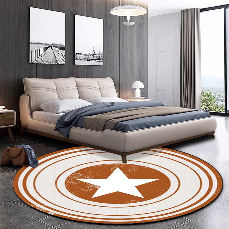 Brown and Green Bedroom Rug Modern Graphics Star Circle Pattern Area Rug Polyester Washable Carpet Clearhalo 'Area Rug' 'Modern' 'Rugs' Rug' 1928322