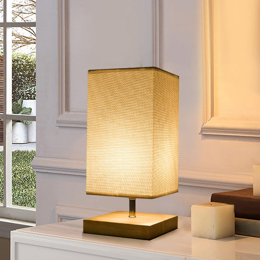 Contemporary Rectangular Task Lighting Fabric 1 Head Night Table Lamp in Flaxen Flaxen Clearhalo 'Lamps' 'Table Lamps' Lighting' 1928421