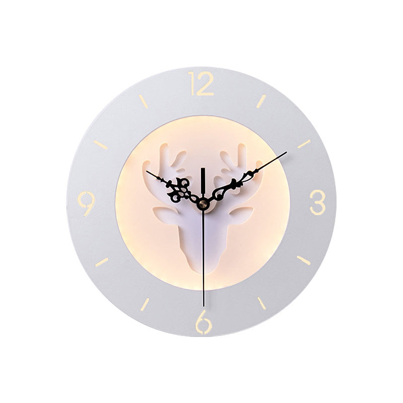 Acrylic Antlers Wall Light with Clock Modern Creative LED Wall Sconce in White for Office Bedroom Clearhalo 'Wall Lamps & Sconces' 'Wall Lights' Lighting' 192844