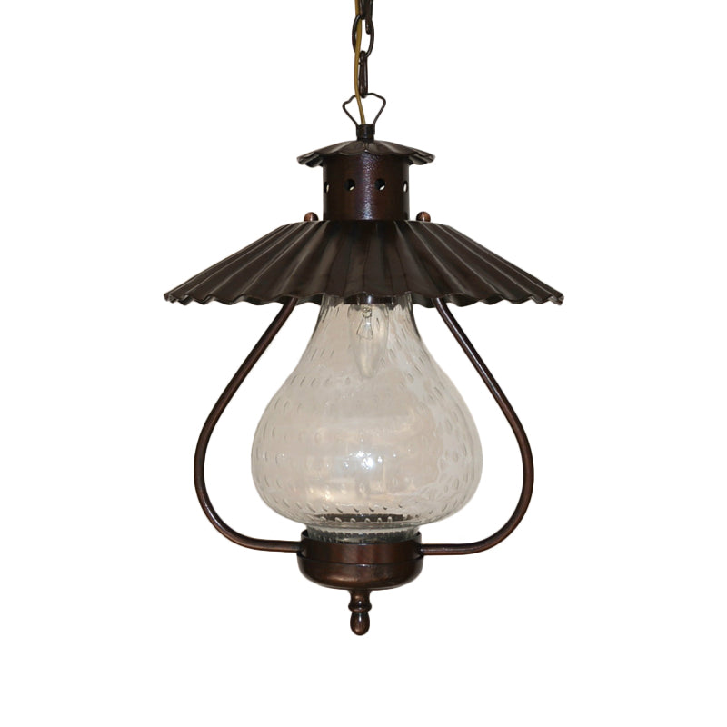 Clear 1 Light Pendant Lighting Fixture Vintage Crackle Glass Lantern Hanging Ceiling Light Clearhalo 'Ceiling Lights' 'Chandeliers' 'Glass shade' 'Glass' 'Industrial Pendants' 'Industrial' 'Middle Century Pendants' 'Pendant Lights' 'Pendants' 'Tiffany' Lighting' 1928446