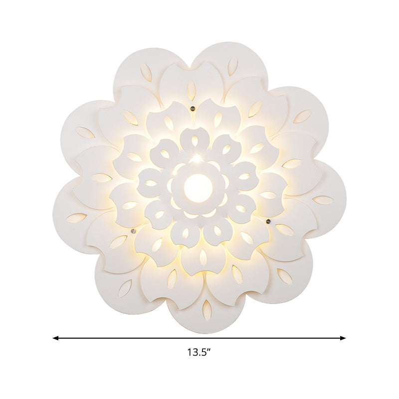 Child Bedroom Floral Wall Sconce Acrylic Kids Pretty White Eye-Caring LED Wall Lamp Clearhalo 'Wall Lamps & Sconces' 'Wall Lights' Lighting' 192874