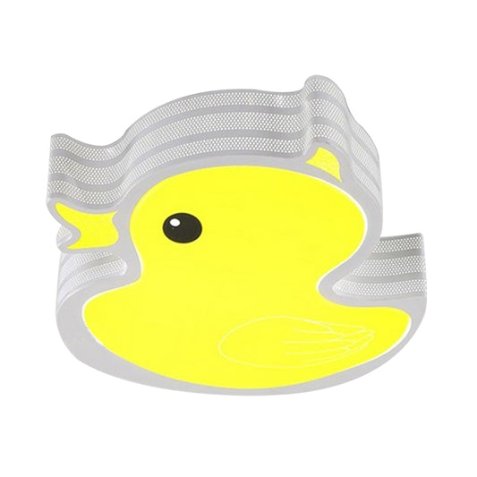 Duck Nursing Room Flush Mount Ceiling Fixture Acrylic Art Deco LED Flush Ceiling Lights in Yellow Clearhalo 'Ceiling Lights' 'Close To Ceiling Lights' 'Close to ceiling' 'Flush mount' Lighting' 192878