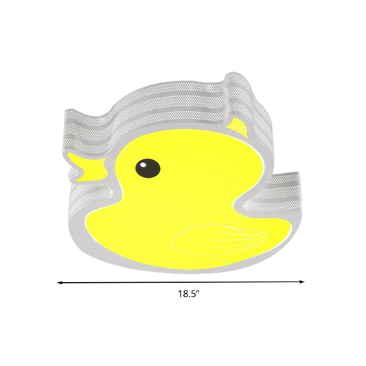 Duck Nursing Room Flush Mount Ceiling Fixture Acrylic Art Deco LED Flush Ceiling Lights in Yellow Clearhalo 'Ceiling Lights' 'Close To Ceiling Lights' 'Close to ceiling' 'Flush mount' Lighting' 192879