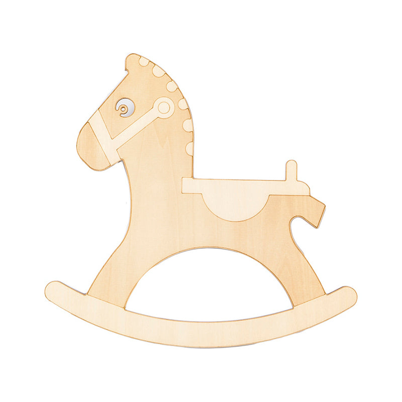 Rocking Horse Living Room Sconce Light Wooden Kids Creative LED Wall Lamp in Beige Clearhalo 'Wall Lamps & Sconces' 'Wall Lights' Lighting' 192954