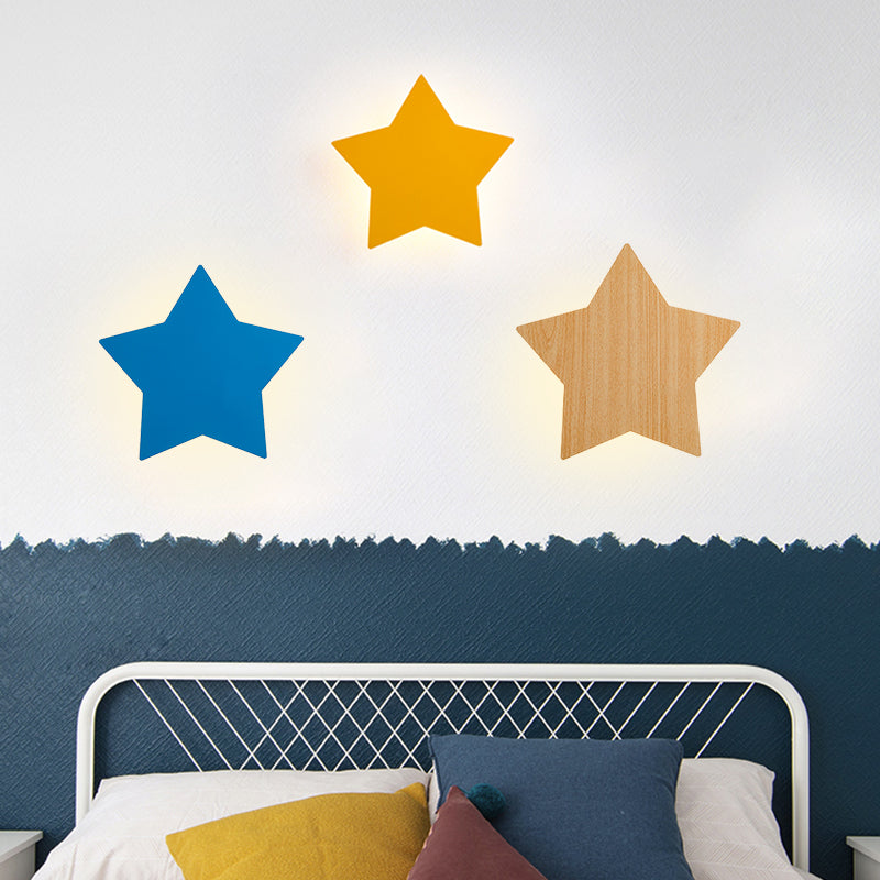 Contemporary Slim Panel Star Sconce Lamp Wooden LED Wall Light for Corridor Kitchen Clearhalo 'Wall Lamps & Sconces' 'Wall Lights' Lighting' 192981