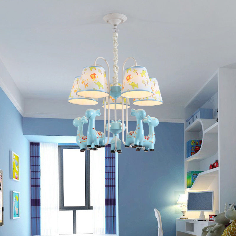 Cartoon Candy Colored Chandelier Giraffe Five Heads Resin Hanging Light for Study Room Clearhalo 'Ceiling Lights' 'Chandeliers' Lighting' options 192986
