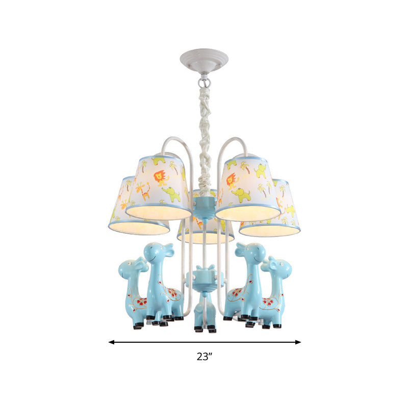 Cartoon Candy Colored Chandelier Giraffe Five Heads Resin Hanging Light for Study Room Clearhalo 'Ceiling Lights' 'Chandeliers' Lighting' options 192988