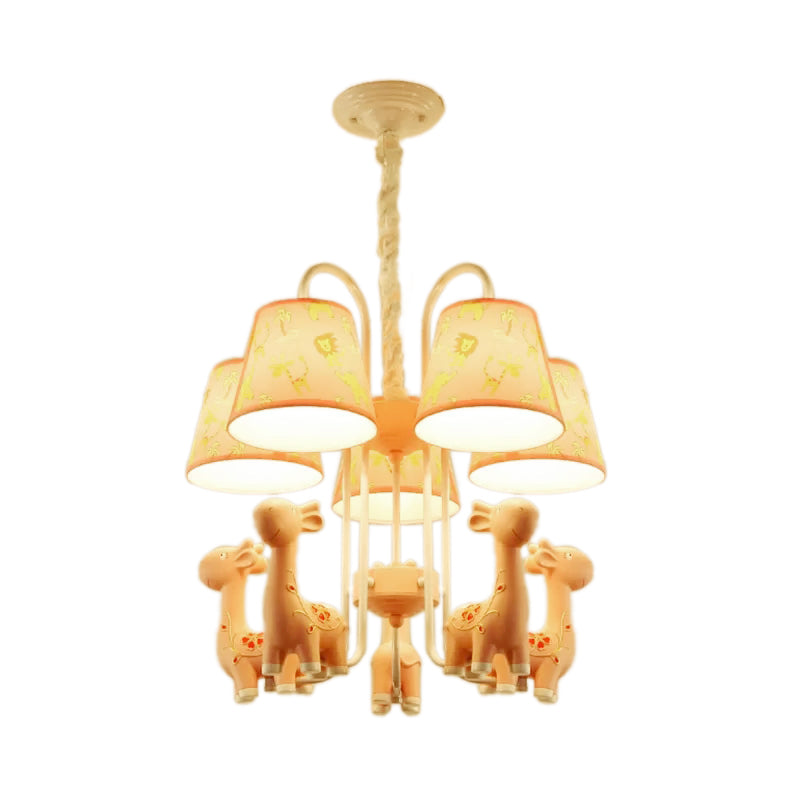 Cartoon Candy Colored Chandelier Giraffe Five Heads Resin Hanging Light for Study Room Clearhalo 'Ceiling Lights' 'Chandeliers' Lighting' options 192990