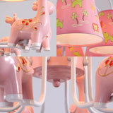Cartoon Candy Colored Chandelier Giraffe Five Heads Resin Hanging Light for Study Room Clearhalo 'Ceiling Lights' 'Chandeliers' Lighting' options 192991