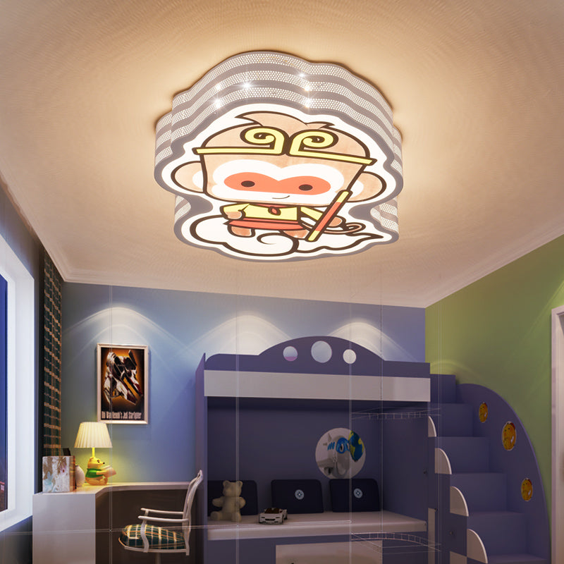 Acrylic Animal Ceiling Lamp Cartoon LED Ceiling Light in Brown for Kid Bedroom Brown Warm Clearhalo 'Ceiling Lights' 'Close To Ceiling Lights' 'Close to ceiling' 'Flush mount' Lighting' 192992