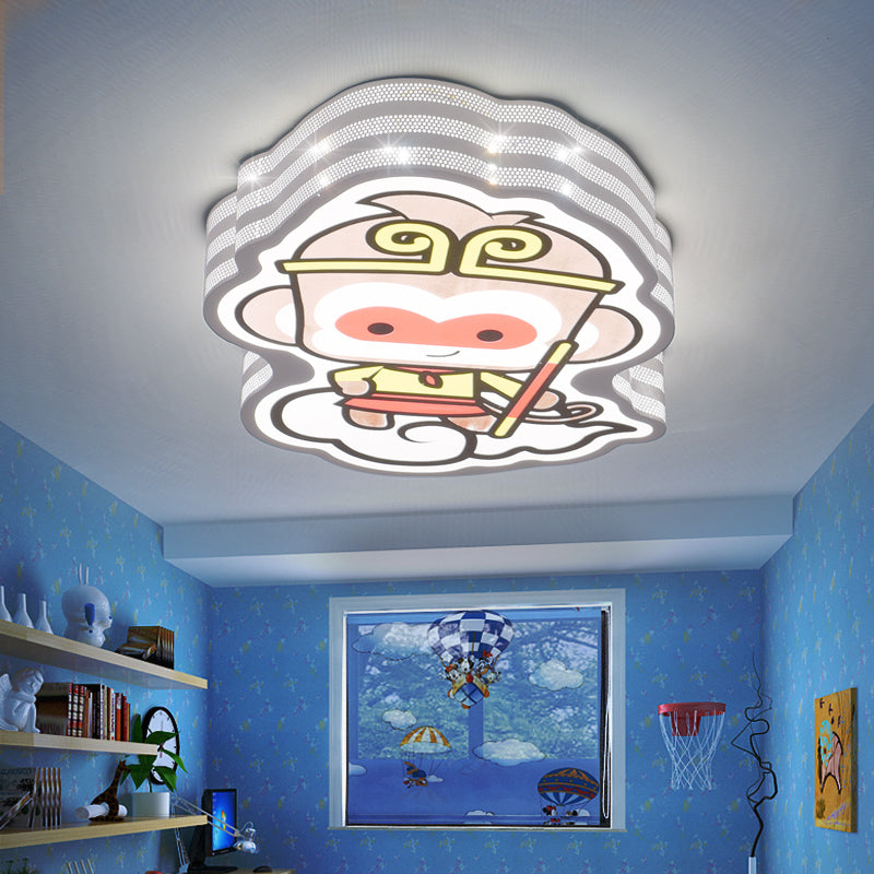 Acrylic Animal Ceiling Lamp Cartoon LED Ceiling Light in Brown for Kid Bedroom Brown White Clearhalo 'Ceiling Lights' 'Close To Ceiling Lights' 'Close to ceiling' 'Flush mount' Lighting' 192993