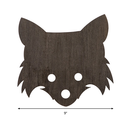 Wood Fox Shaped Wall Lamp Led Cartoon Style Brown Wall Lighting for Kids Bedroom Clearhalo 'Wall Lamps & Sconces' 'Wall Lights' Lighting' 193013