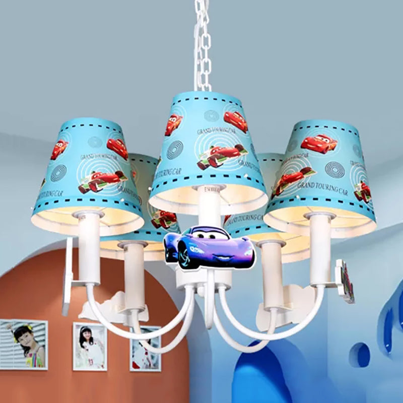 Metal Car Hanging Light Five Lights Modern Style Chandelier in Blue for Boys Bedroom Blue Clearhalo 'Ceiling Lights' 'Chandeliers' Lighting' options 193034_fed704ac-3728-4151-bdd0-ebd127b880ba