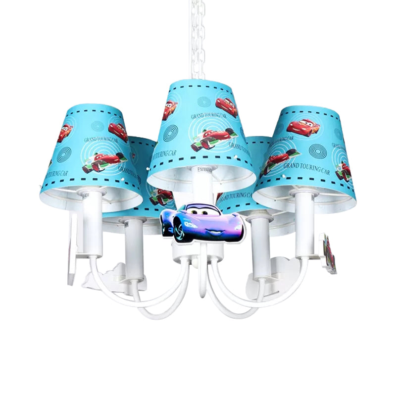 Metal Car Hanging Light Five Lights Modern Style Chandelier in Blue for Boys Bedroom Clearhalo 'Ceiling Lights' 'Chandeliers' Lighting' options 193036