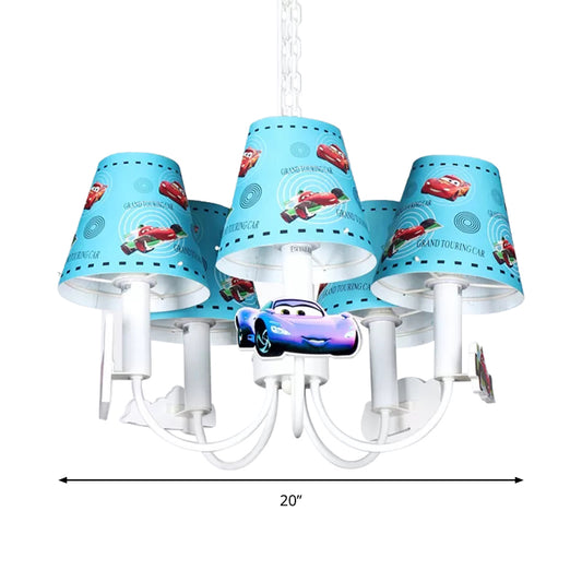 Metal Car Hanging Light Five Lights Modern Style Chandelier in Blue for Boys Bedroom Clearhalo 'Ceiling Lights' 'Chandeliers' Lighting' options 193037
