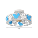 Kids Blue Semi Flushmount Light Round 5 Lights Metal Ceiling Light with Mouse for Boys Bedroom Clearhalo 'Ceiling Lights' 'Close To Ceiling Lights' 'Close to ceiling' 'Semi-flushmount' Lighting' 193129