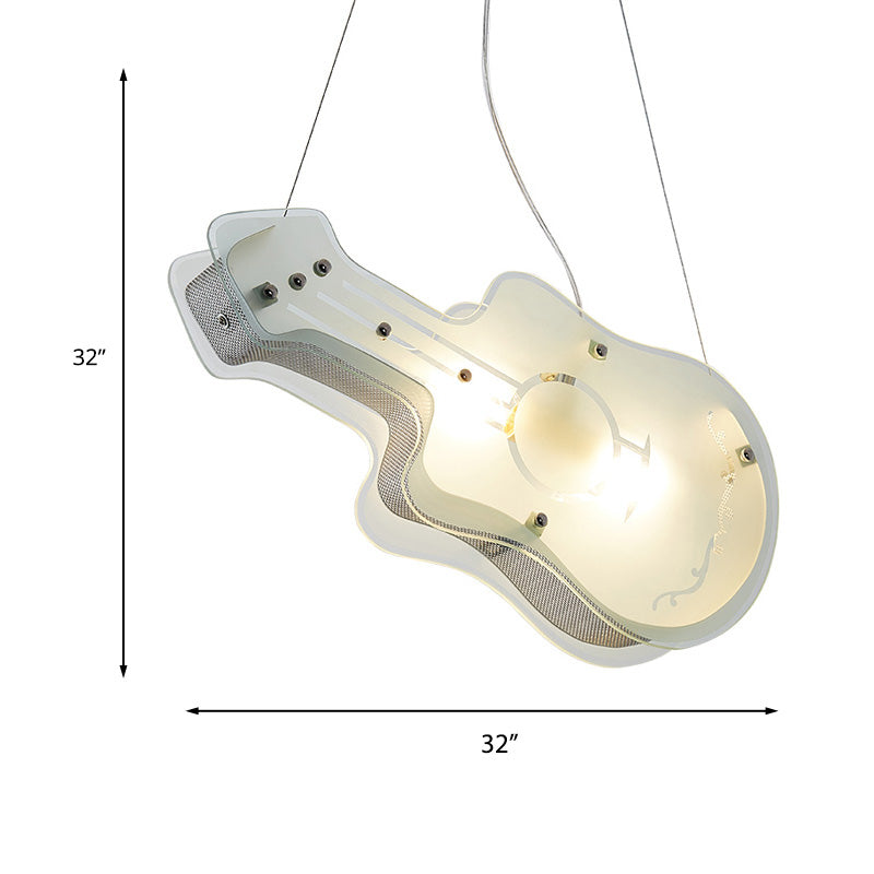 Kids Guitar Shaped Pendant Light 2 Lights Acrylic LED Hanging Light in White for Shop Clearhalo 'Ceiling Lights' 'Pendant Lights' 'Pendants' Lighting' 193192