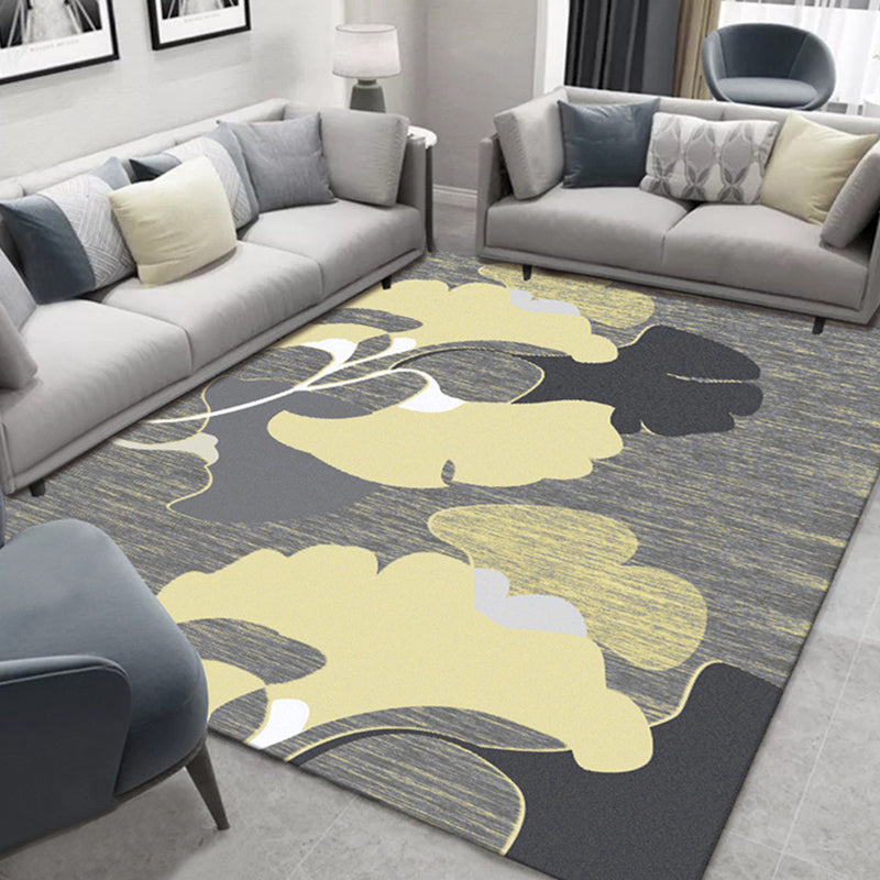 Tropical Drawing Room Rug Multi Colored Leaf Pattern Carpet Polyester Anti-Slip Backing Machine Washable Area Rug Yellow Clearhalo 'Area Rug' 'Rug' 1932113