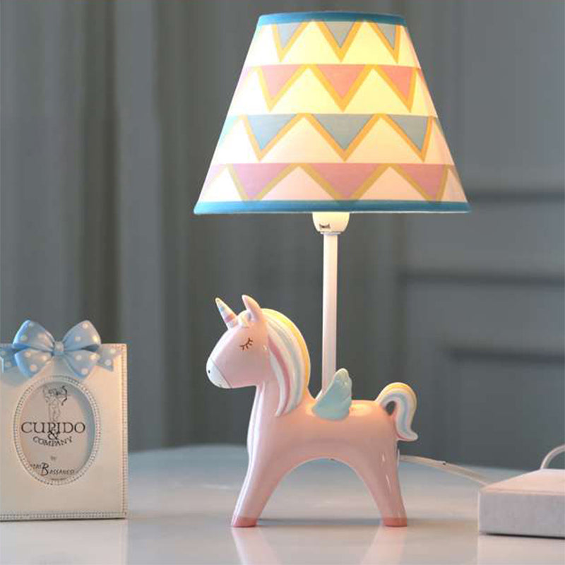 Modern Lovely Carousel Table Light One Light Resin Table Lamp with Tapered Shade for Kid Bedroom Clearhalo 'Lamps' 'Table Lamps' Lighting' 193235