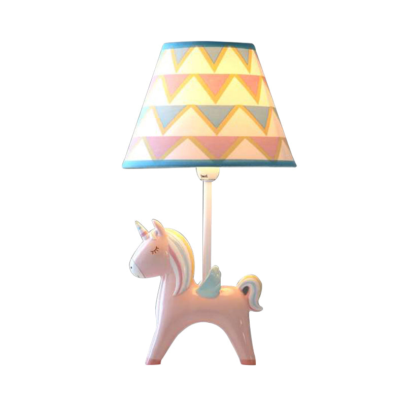 Modern Lovely Carousel Table Light One Light Resin Table Lamp with Tapered Shade for Kid Bedroom Clearhalo 'Lamps' 'Table Lamps' Lighting' 193236