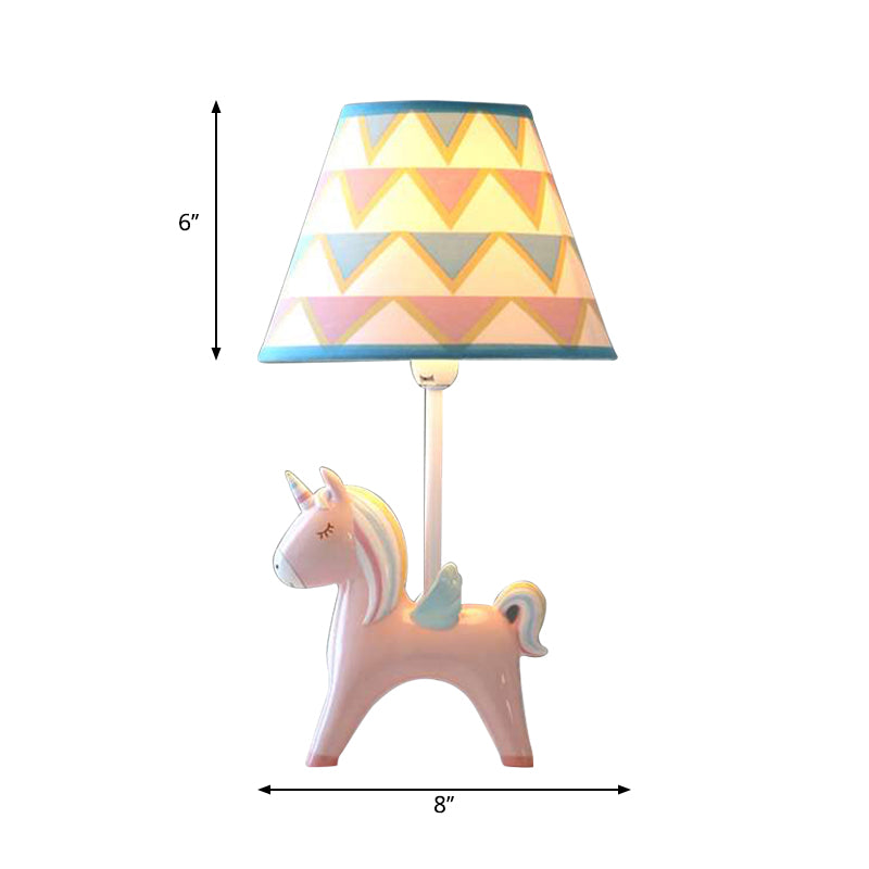 Modern Lovely Carousel Table Light One Light Resin Table Lamp with Tapered Shade for Kid Bedroom Clearhalo 'Lamps' 'Table Lamps' Lighting' 193237