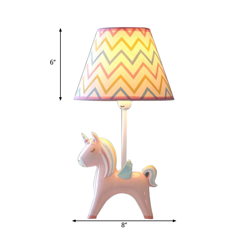 Modern Lovely Carousel Table Light One Light Resin Table Lamp with Tapered Shade for Kid Bedroom Clearhalo 'Lamps' 'Table Lamps' Lighting' 193240