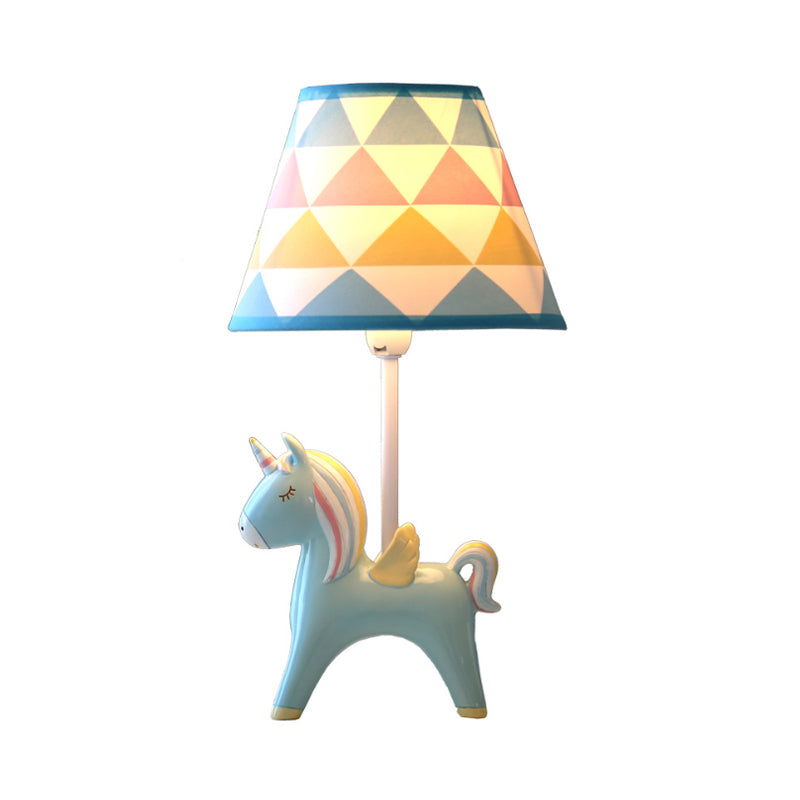 Modern Lovely Carousel Table Light One Light Resin Table Lamp with Tapered Shade for Kid Bedroom Clearhalo 'Lamps' 'Table Lamps' Lighting' 193242