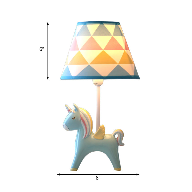 Modern Lovely Carousel Table Light One Light Resin Table Lamp with Tapered Shade for Kid Bedroom Clearhalo 'Lamps' 'Table Lamps' Lighting' 193243