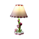 Resin Flower Desk Light with Tapered Shade One Light Cute Table Light in Pink for Girls Bedroom Clearhalo 'Lamps' 'Table Lamps' Lighting' 193246