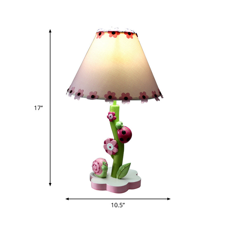 Resin Flower Desk Light with Tapered Shade One Light Cute Table Light in Pink for Girls Bedroom Clearhalo 'Lamps' 'Table Lamps' Lighting' 193247