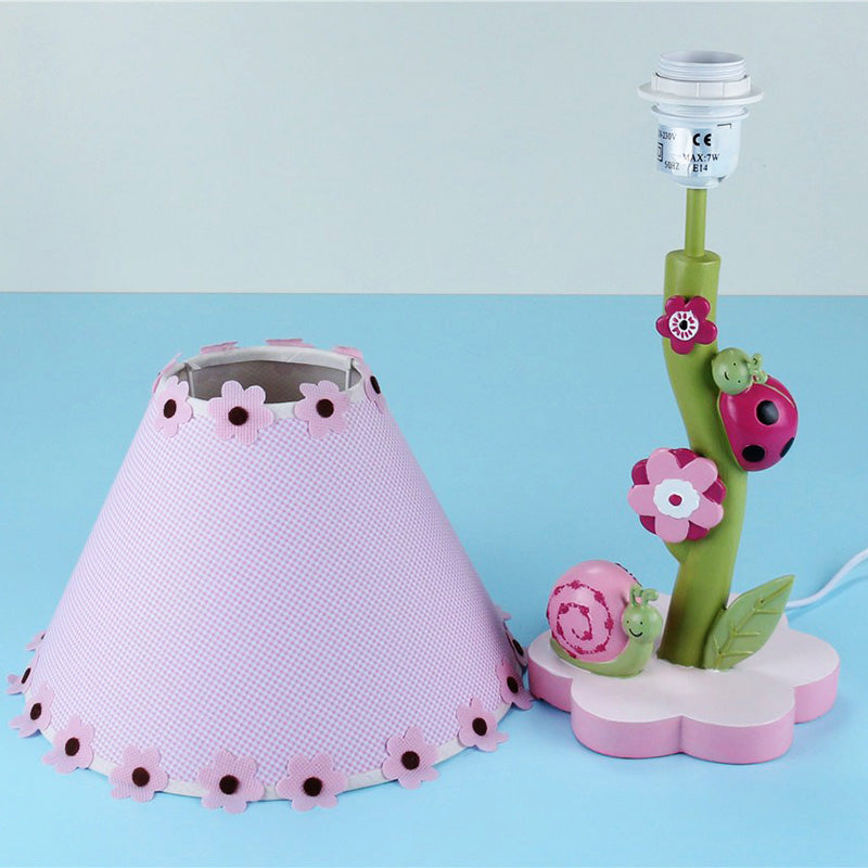 Resin Flower Desk Light with Tapered Shade One Light Cute Table Light in Pink for Girls Bedroom Clearhalo 'Lamps' 'Table Lamps' Lighting' 193248