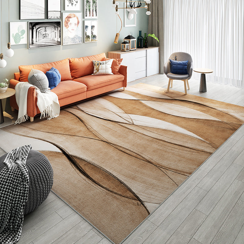 Multi Color Modern Rug Synthetics Striped Area Rug Pet Friendly Carpet for Living Room Camel Clearhalo 'Area Rug' 'Modern' 'Rugs' Rug' 1932532