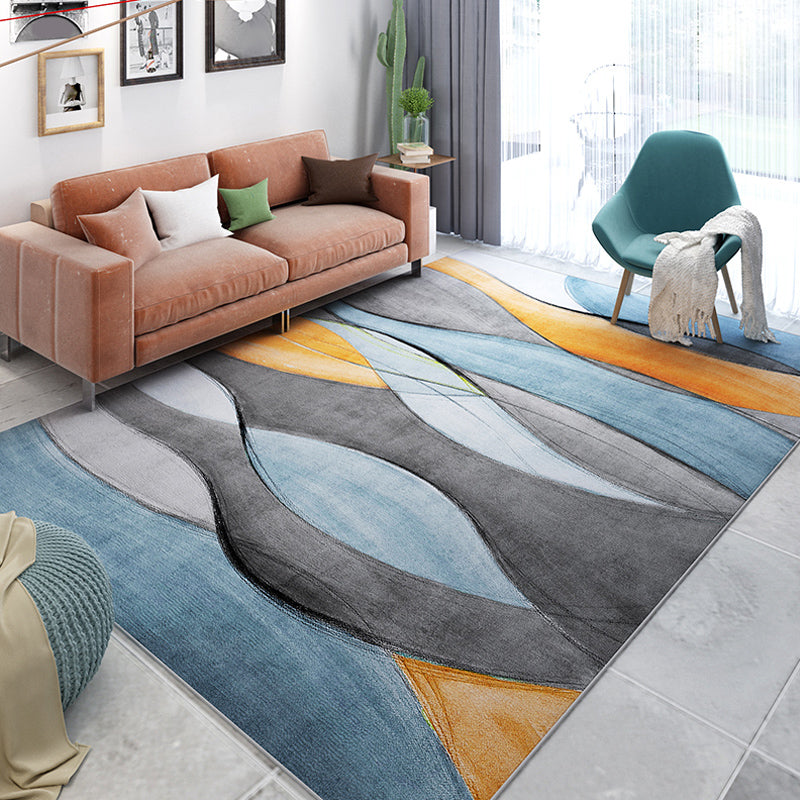 Multi Color Modern Rug Synthetics Striped Area Rug Pet Friendly Carpet for Living Room Blue Clearhalo 'Area Rug' 'Modern' 'Rugs' Rug' 1932533