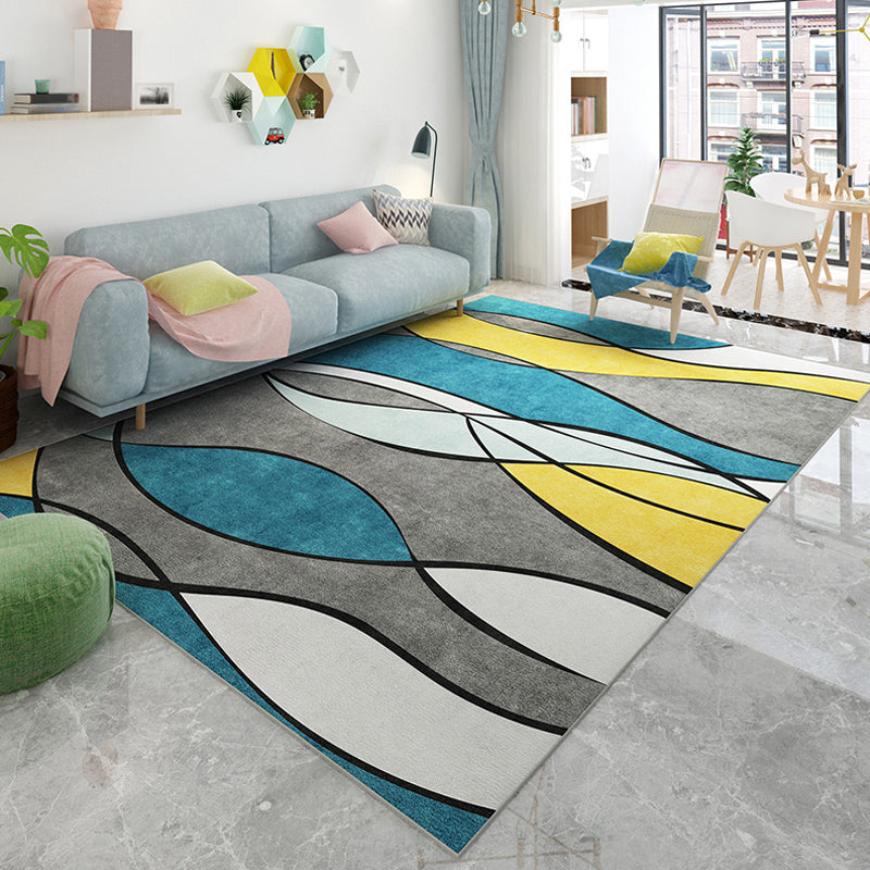 Multi Color Modern Rug Synthetics Striped Area Rug Pet Friendly Carpet for Living Room Light Blue Clearhalo 'Area Rug' 'Modern' 'Rugs' Rug' 1932534