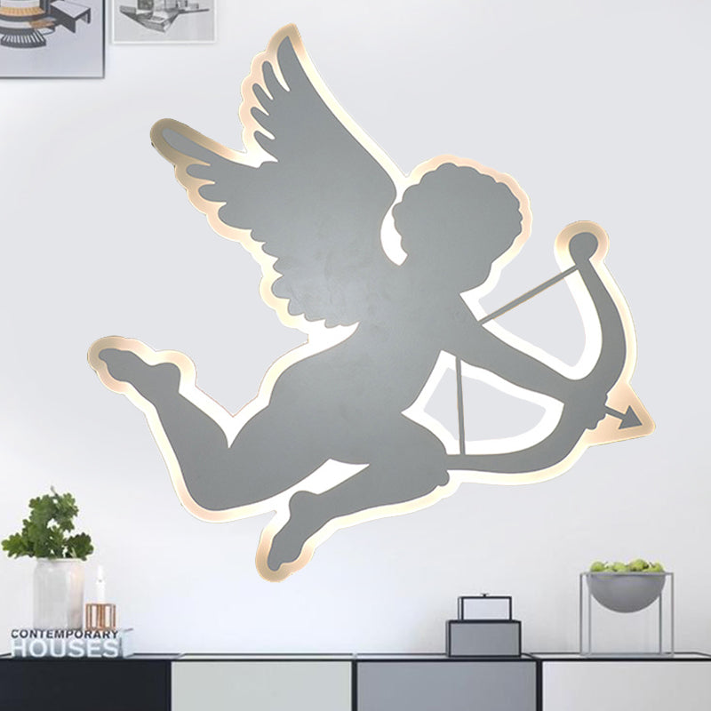 Nursing Room Cupid Angel Wall Lamp Acrylic Kids 2-Size LED Sconce Light in White White Warm Clearhalo 'Wall Lamps & Sconces' 'Wall Lights' Lighting' 193255