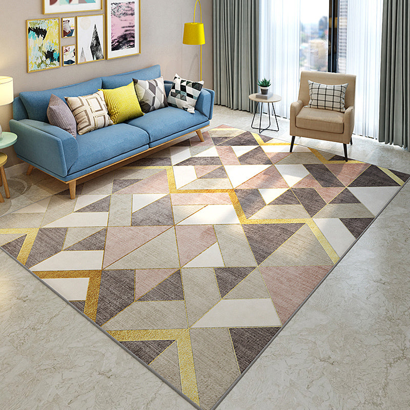 Multi-Colored Living Room Indoor Rug Contemporary Color Block Area Carpet Polyster Stain-Resistant Rug Cream Clearhalo 'Area Rug' 'Modern' 'Rugs' Rug' 1932554