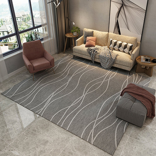 Minimalist Swirl Line Rug Light Color Synthetics Indoor Rug Non-Slip Carpet for Home Decoration Dark Gray Clearhalo 'Area Rug' 'Modern' 'Rugs' Rug' 1932567