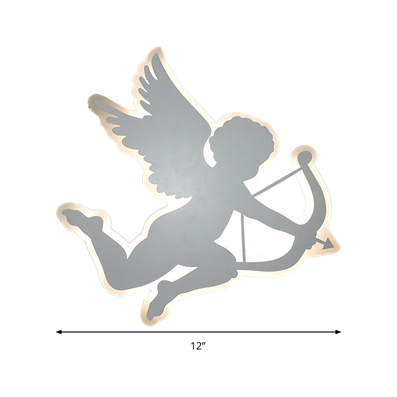 Nursing Room Cupid Angel Wall Lamp Acrylic Kids 2-Size LED Sconce Light in White Clearhalo 'Wall Lamps & Sconces' 'Wall Lights' Lighting' 193258