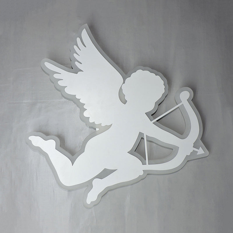 Nursing Room Cupid Angel Wall Lamp Acrylic Kids 2-Size LED Sconce Light in White Clearhalo 'Wall Lamps & Sconces' 'Wall Lights' Lighting' 193260