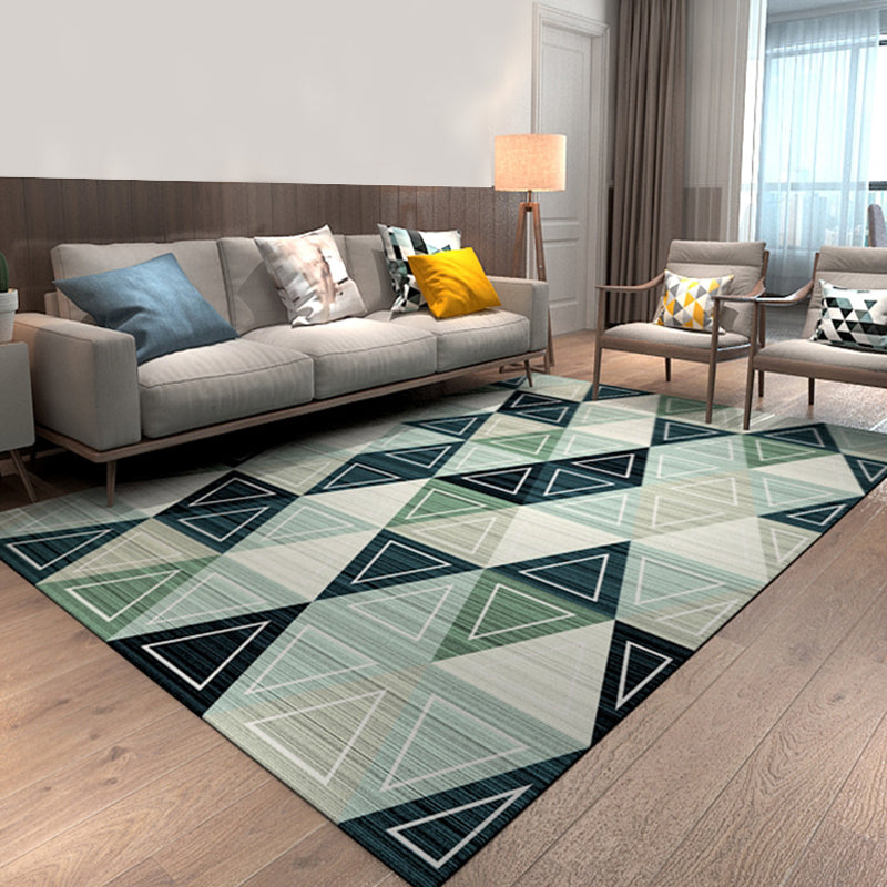 Colorful Geometric Pattern Contemporary Rug Polyester Pet Friendly Living Room Area Rugs Green Clearhalo 'Area Rug' 'Modern' 'Rugs' Rug' 1932684