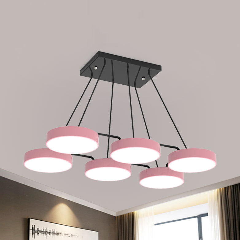 Acrylic Round Shade Chandelier Macaron Stylish Pendant Light for Nursing Room Bedroom Clearhalo 'Ceiling Lights' 'Chandeliers' Lighting' options 1932826