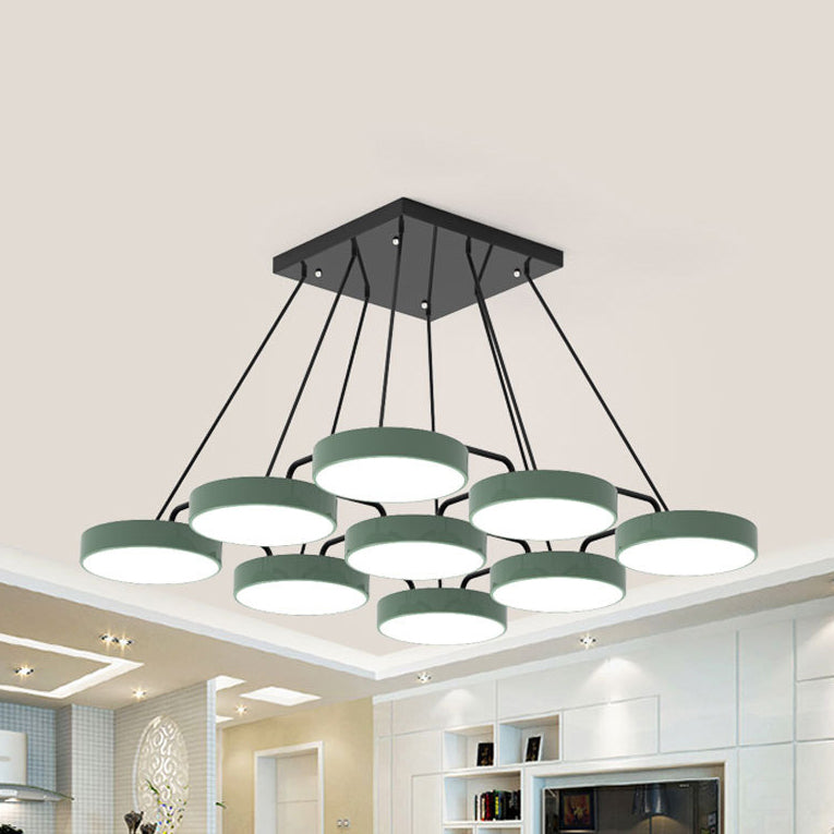 Acrylic Round Shade Chandelier Macaron Stylish Pendant Light for Nursing Room Bedroom Clearhalo 'Ceiling Lights' 'Chandeliers' Lighting' options 1932827