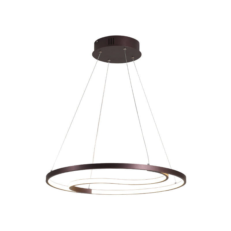 Modern Ring Hanging Lamp Contemporary Metallic LED Coffee Ceiling Chandelier in Warm/White Light, 23.5"/30" W Clearhalo 'Ceiling Lights' 'Chandeliers' 'Modern Chandeliers' 'Modern' Lighting' 1932837