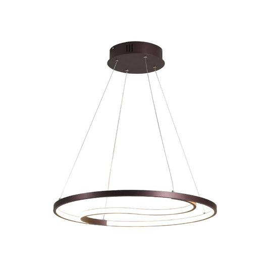 Modern Ring Hanging Lamp Contemporary Metallic LED Coffee Ceiling Chandelier in Warm/White Light, 23.5"/30" W Clearhalo 'Ceiling Lights' 'Chandeliers' 'Modern Chandeliers' 'Modern' Lighting' 1932837