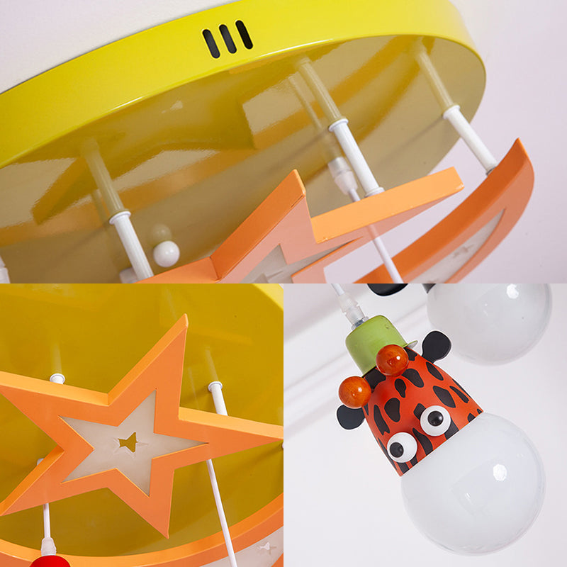 Yellow Star Moon Semi Ceiling Light Animal Acrylic Metal Flush Mount Light for Kids Bedroom Clearhalo 'Ceiling Lights' 'Close To Ceiling Lights' 'Close to ceiling' 'Semi-flushmount' Lighting' 193296