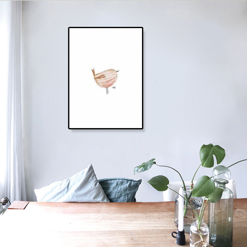 Pink Birdie Wall Art Decor Textured Minimalistic Kids Bedroom Canvas, Multiple Sizes Clearhalo 'Art Gallery' 'Canvas Art' 'Kids' Arts' 1933014