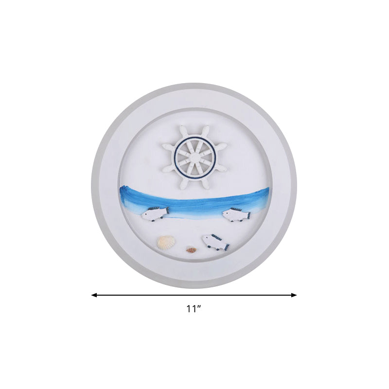 Nautical Stylish Circle Wall Light with Sea Acrylic LED Sconce Lamp in White for Child Bedroom Clearhalo 'Wall Lamps & Sconces' 'Wall Lights' Lighting' 193312