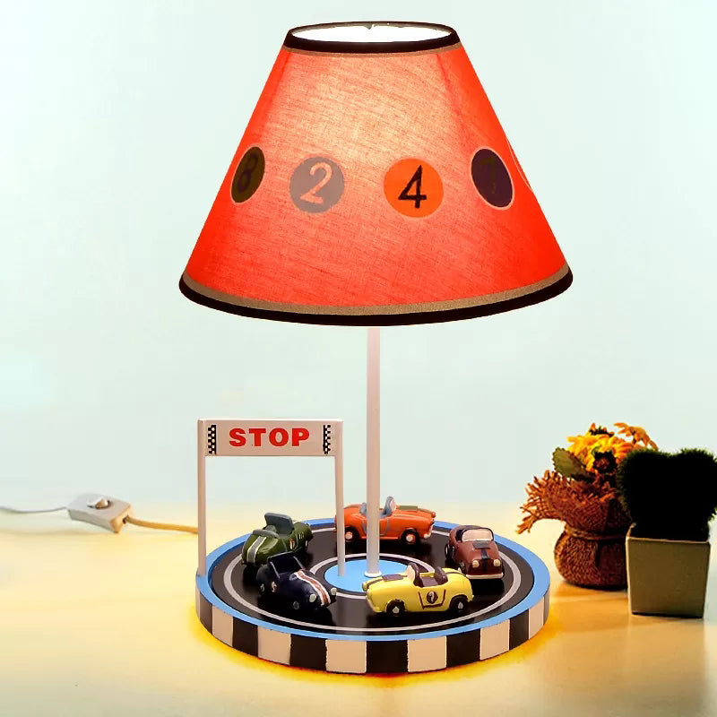 Contemporary Multi-Color Desk Lamp Tapered Shade One Bulb Fabric and Resin Table Light for Bedroom Clearhalo 'Lamps' 'Table Lamps' Lighting' 193314