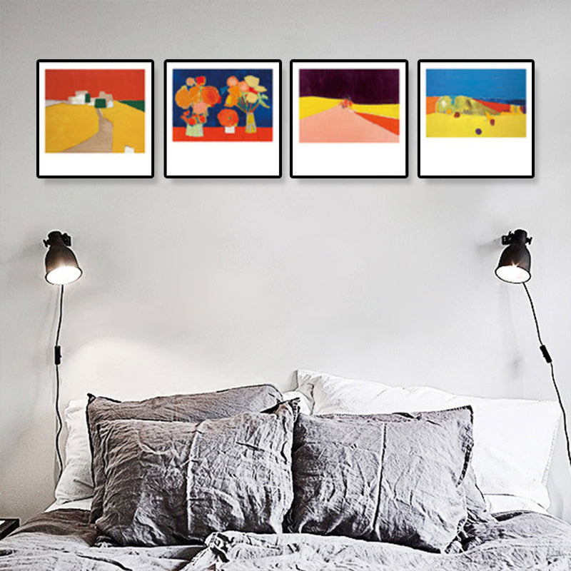 Modern Canvas Wall Art Pastel Scenery Painting, Multiple Sizes Available (Set of 4) Clearhalo 'Arts' 'Canvas Art' 1933166